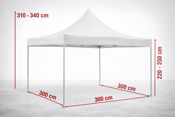 Nůžkový párty stan 3x3 m ALU Premium – 4 plné bočnice barva Šedá
