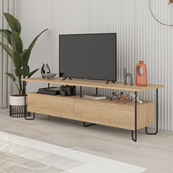 TV stolek v dekoru dubu v přírodní barvě 150x45 cm Dilly – Marckeric