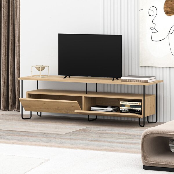TV stolek v dekoru dubu v přírodní barvě 150x45 cm Dilly – Marckeric