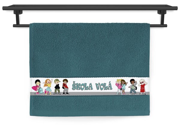 Ručník Veba RUJANA tisk Škola volá smaragdová Velikost: 30x50 cm