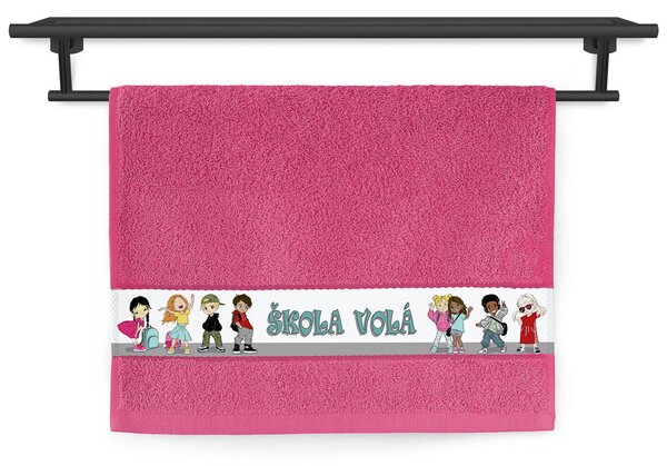 Ručník Veba RUJANA tisk Škola volá sytá růžová Velikost: 30x50 cm