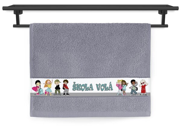 Ručník Veba RUJANA tisk Škola volá střední šedá Velikost: 30x50 cm