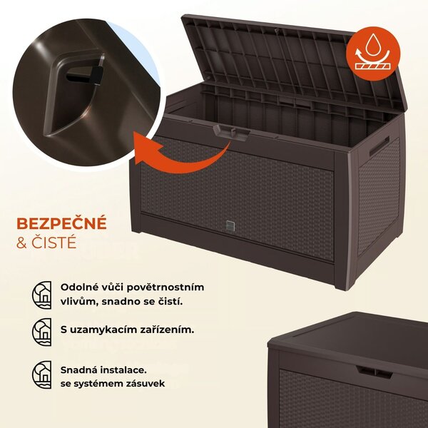 Odkládací box RATO, 310l, 119x48x60cm, hnědá Prosperplast