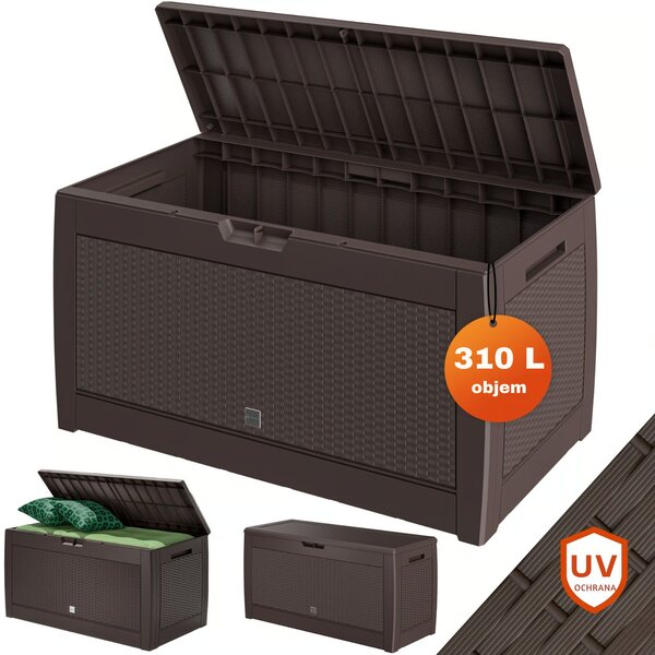 Odkládací box RATO, 310l, 119x48x60cm, hnědá Prosperplast