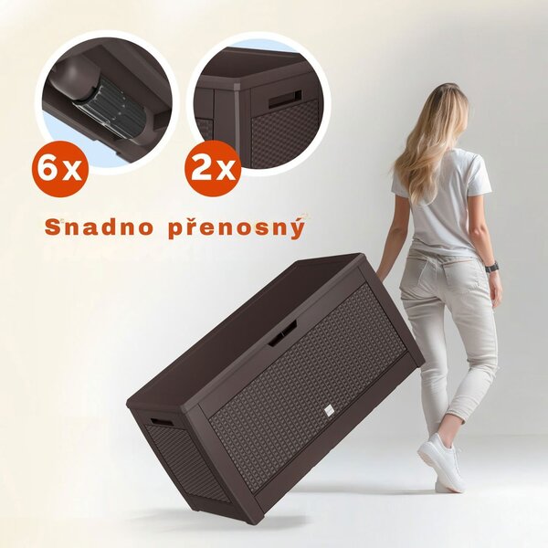 Odkládací box RATO, 310l, 119x48x60cm, hnědá Prosperplast
