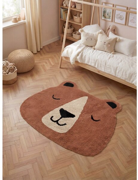 Hnědý pratelný/ručně tkaný bavlněný dětský koberec 101x120 cm Snuggle Benni – Hanse Home