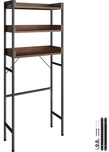 Tectake Polička do koupelny Seattle - 67 x 25 x 165,5 cm,Industriální dřevo tmavé, rustikální