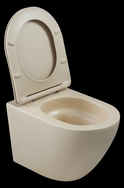 Invena Invena, MISKA WC PODWIESZANA, QFS, TAVRO OKRĄGŁA, Z DESKY WOLNOOPAD CAPPUCCINO, INV-CE-71-008-Y