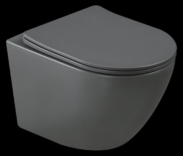 Invena Invena, MISKA WC PODWIESZANA, QFS, TAVRO OKRĄGŁA, Z DESKY WOLNOOPAD, SZARY, INV-CE-71-007-Y