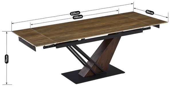 JAKS Rozkládací stůl Rex 160 - 220 cm tmavě hnědý dub