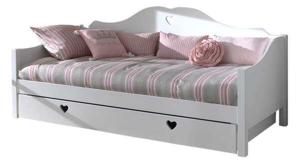 Bílá dětská postel z borovicového dřeva s výsuvným lůžkem s úložným prostorem 90x200 cm AMORI – Vipack