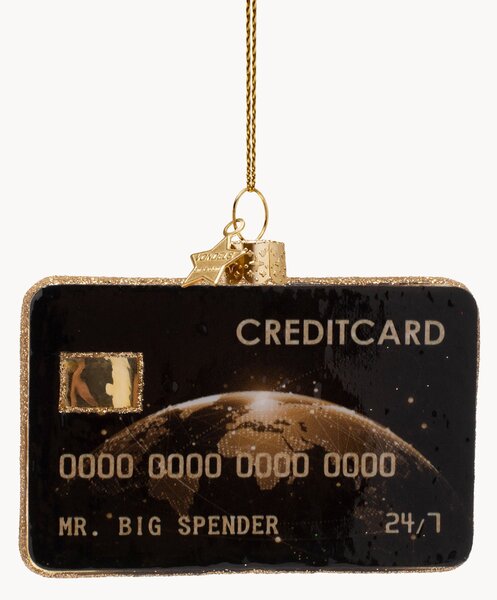 Ručně foukaná vánoční ozdoba Credit Card