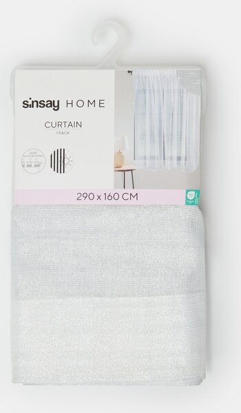 Sinsay - Poloprůhledná záclona na řasící pásce s metalickou nití - bílá