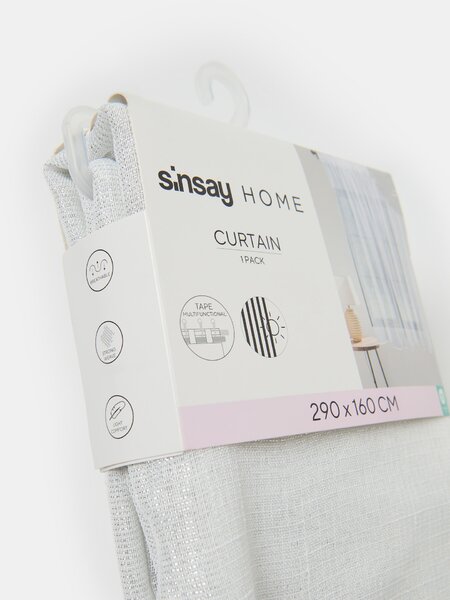 Sinsay - Poloprůhledná záclona na řasící pásce s metalickou nití - bílá