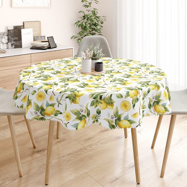 Goldea kulatý teflonový ubrus - citrony Ø 120 cm