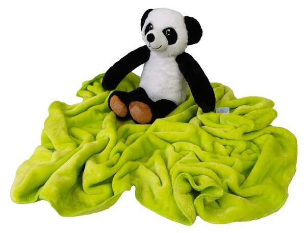 Babymatex Deka CAROL 85x100 cm - Zelená s plyšákem Panda
