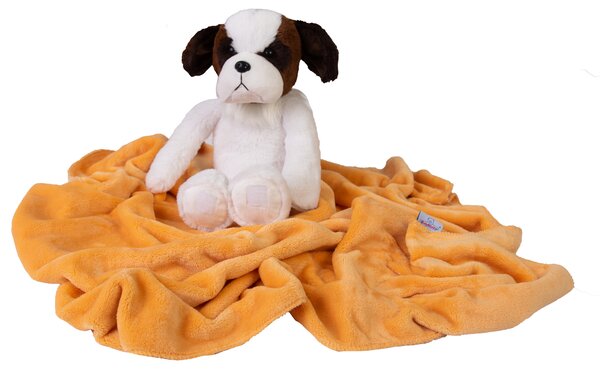 Babymatex Deka CAROL 85x100 cm - Oranžová s plyšákem Pes