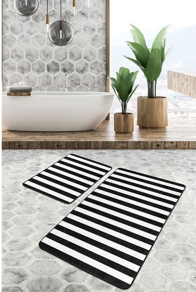 Bílo-černé koupelnové předložky v sadě 2 ks 60x100 cm – Mila Home