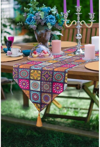 Běhoun na stůl 45x140 cm Mandala Tiles – Minimalist Cushion Covers