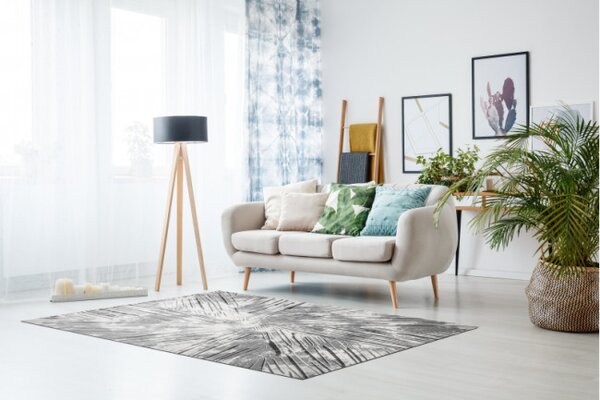 Koberec AKRYL VALS 0W1733 C53 47 Abstrakce 3D hvězda sloní kost / šedý