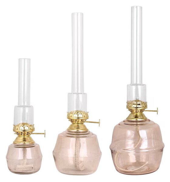 Skleněná petrolejová lampa Majken Ash Rose 32,5 cm Strömshaga