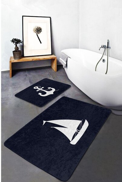 Tmavě modré koupelnové předložky v sadě 2 ks 60x100 cm – Mila Home