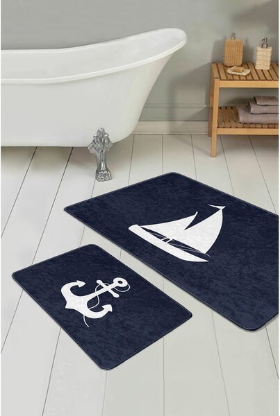 Tmavě modré koupelnové předložky v sadě 2 ks 60x100 cm – Mila Home
