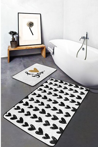 Bílo-černé koupelnové předložky v sadě 2 ks 60x100 cm – Mila Home
