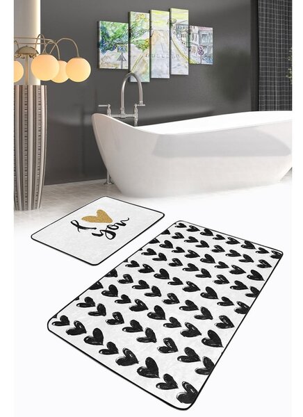 Bílo-černé koupelnové předložky v sadě 2 ks 60x100 cm – Mila Home