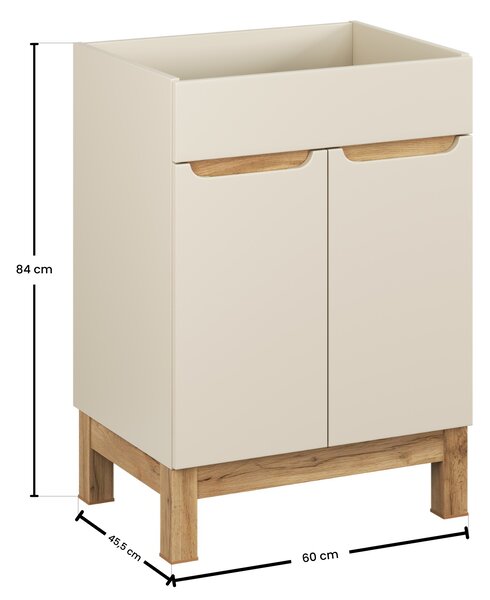 Comad Koupelnová skříňka pod umyvadlo Bali Cashmere 60 kašmír/dub wotan