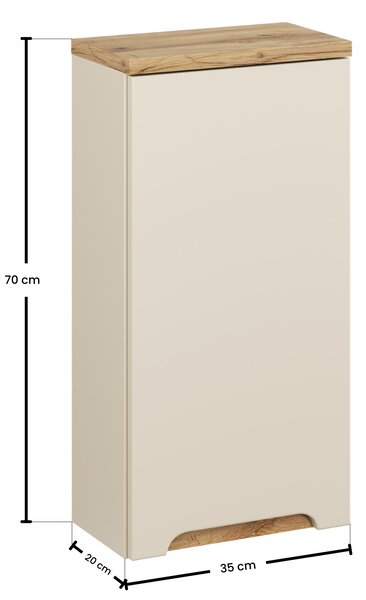 Comad Koupelnová skříňka závěsná horní Bali Cashmere 35 kašmír/dub wotan