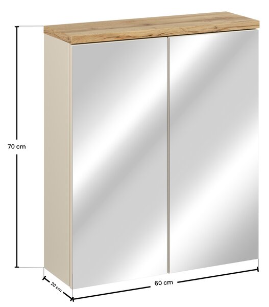 Comad Zrcadlová skříňka bez osvětlení Bali Cashmere 60 kašmír/dub wotan