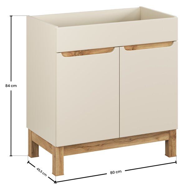 Comad Koupelnová skříňka pod umyvadlo Bali Cashmere 80 kašmír/dub wotan