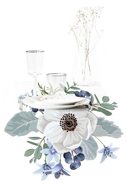Běhoun na stůl 40x130 cm Blue Rose – Minimalist Cushion Covers