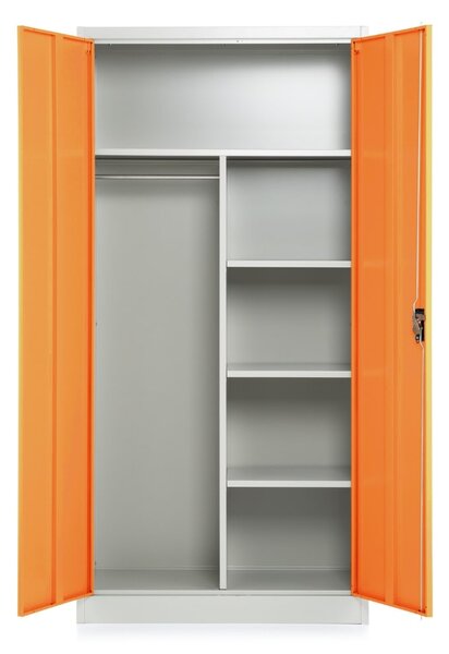 Kovová šatní skříň, 90 x 45 x 185 cm, cylindrický zámek, oranžová - ral 2004
