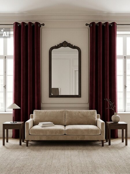 Sinsay - Sametový závěs s funkcí stínění na průchodkách - kaštanová