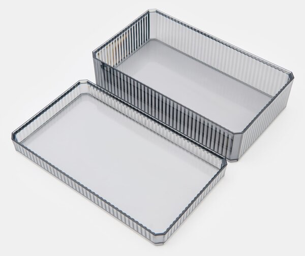 Sinsay - Drážkovaný úložný box s víkem - šedá