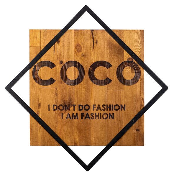 ASIR Nástěnná dekorace dřevo COCO CHANEL 54 x 54 cm
