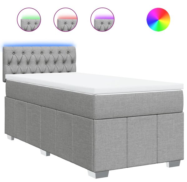 Box spring postel s matrací světle šedá 80 x 200 cm textil 3289202