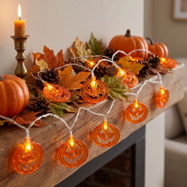 Halloweenský světelný řetěz s dýněmi 20 LED 3,3 m SPRINGOS CL4063 teplá bílá