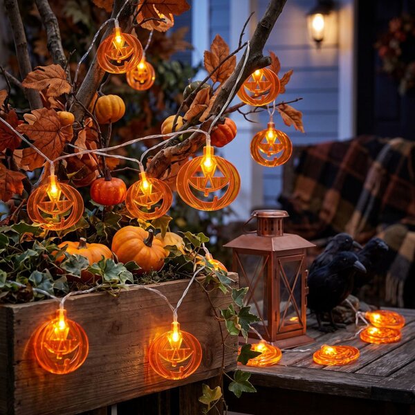 Halloweenský světelný řetěz s dýněmi 20 LED 3,3 m SPRINGOS CL4063 teplá bílá