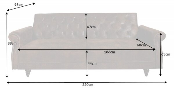 Pohovka MAISON BELLE 220 CM antik hnědá rozkládací Nábytek | Obývací pokoj | Sedací soupravy a pohovky | Pohovky | Rozkládací