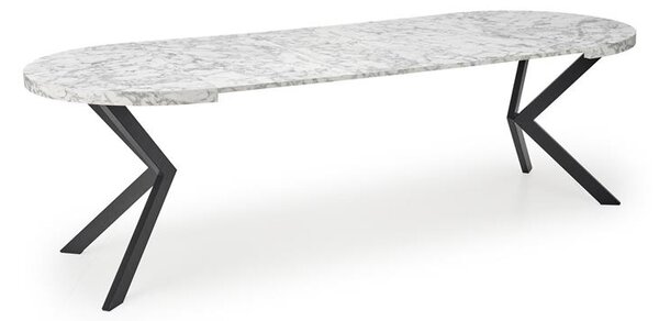 Rozkládací jídelní stůl 100-250 cm Pepeera (mramor bílý + černá) (pro 6 8 osob)