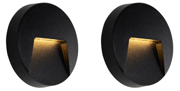 Sada 2 černých kulatých venkovních nástěnných svítidel vč. LED IP65 - Gem