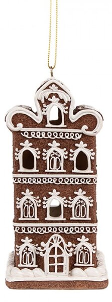 Vánoční ozdoba na stromeček s LED světlem perníkový domeček – 7x6x12 cm
