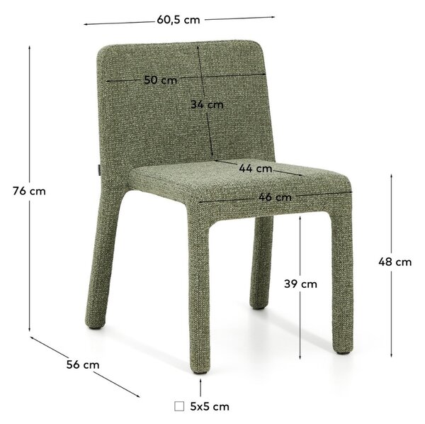 Kave Home Zelená čalouněná jídelní židle Loria