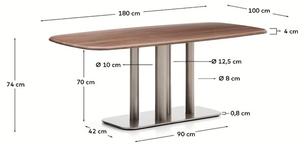 Kave Home Ořechový jídelní stůl Melvar 180 x 100 cm