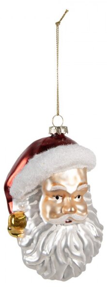 Skleněná vánoční ozdoba Santa Claus se zlatou rolničkou na čepici – 12 cm