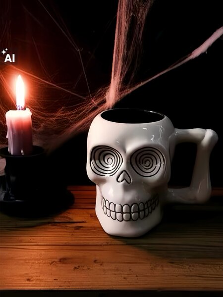 Sinsay - Hrnek s halloweenským motivem - bílá