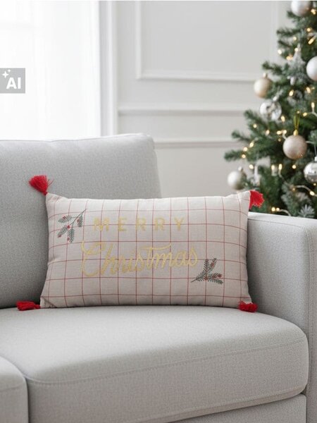 Sinsay - Vánoční polštář s nápisem "Merry Christmas" - vícebarevná